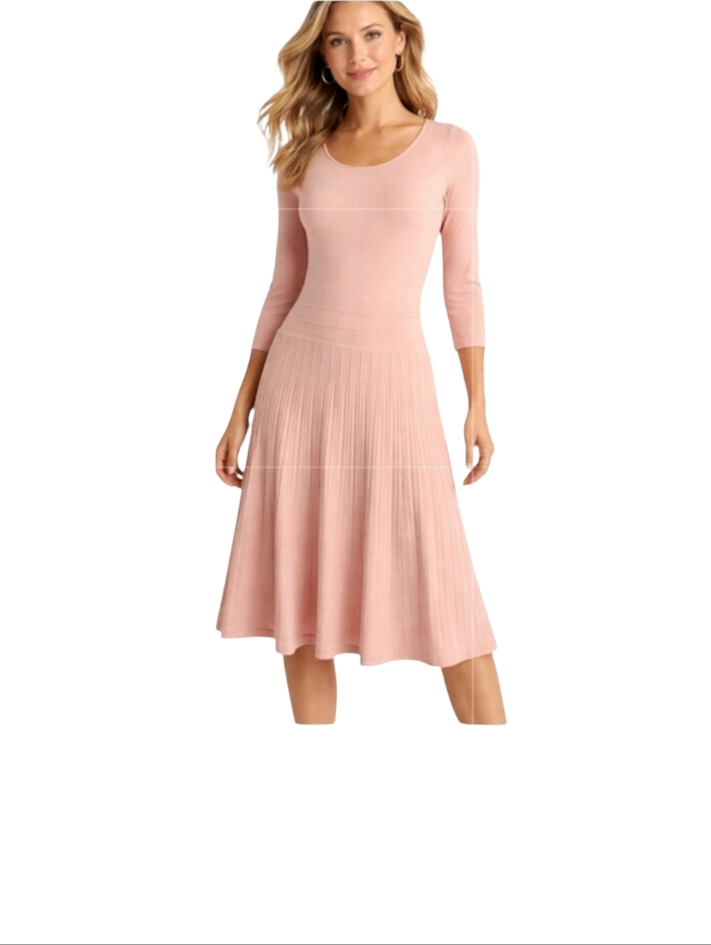 Lauren Ralph Lauren Soft Pink Pleated Knit Dress Small